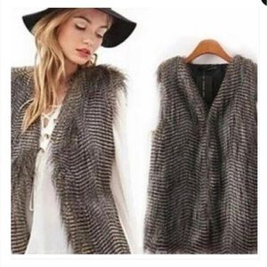 Max Studio Faux Fur Vest Gunmetal Gray